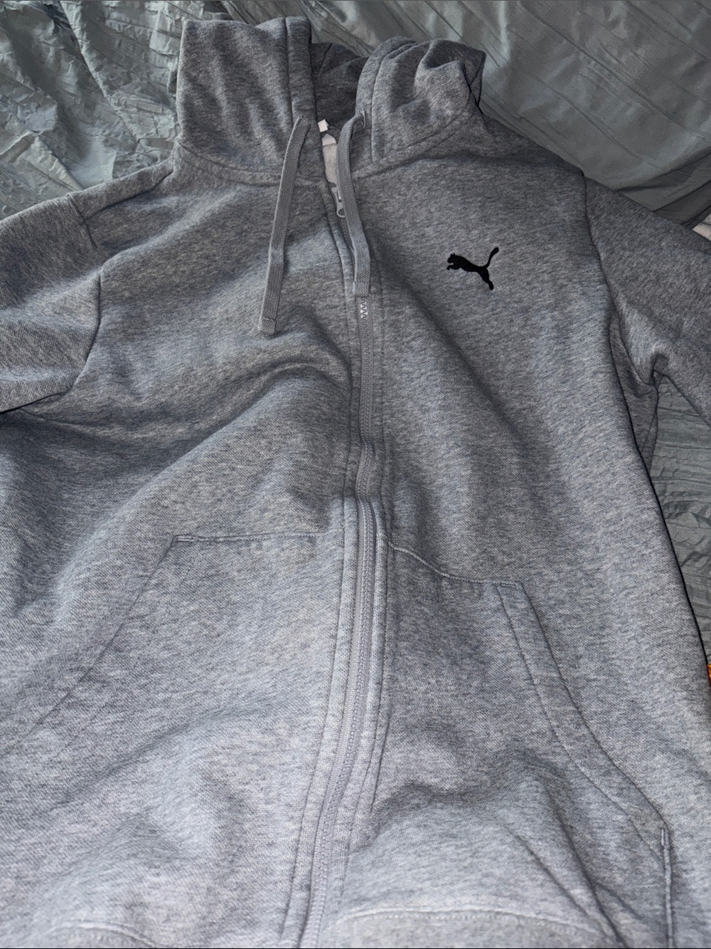 Puma Men's Heather Gray Zip-Up Hooded Jacket